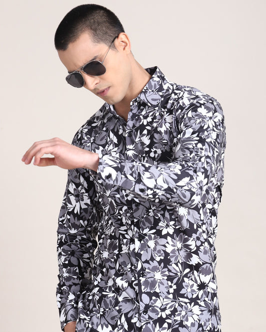 Close-up of Monsui's Floral Shirt