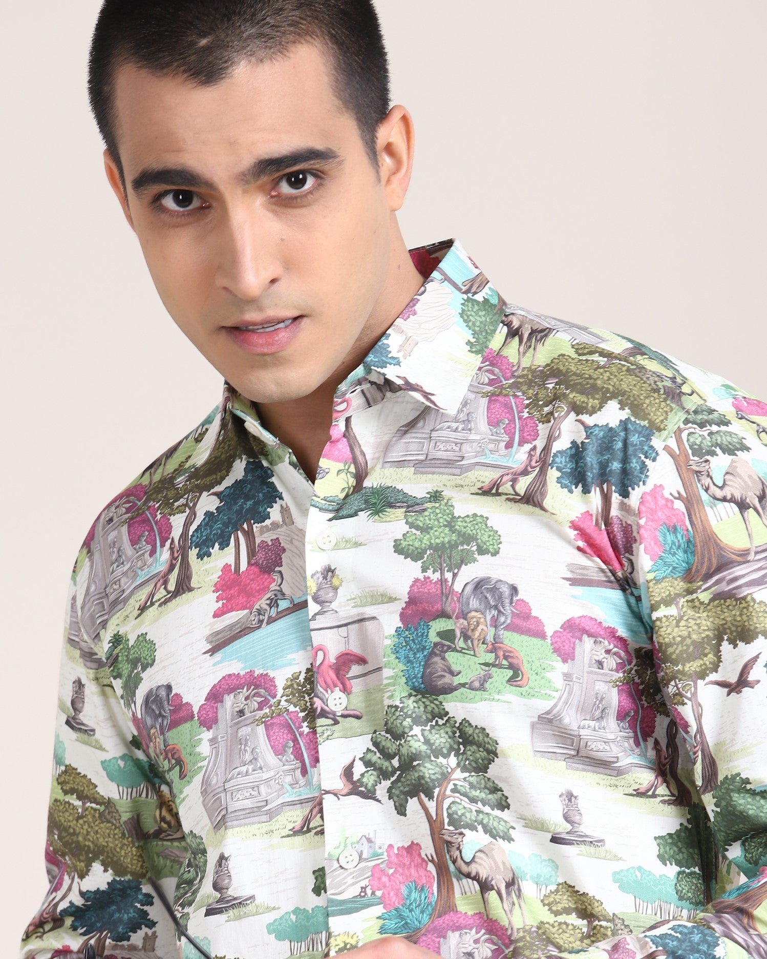 Stylish and trendy Monsui shirt with jungle pattern