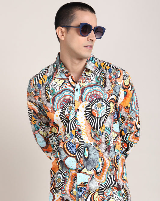 Artistic abstract print shirt by Monsui