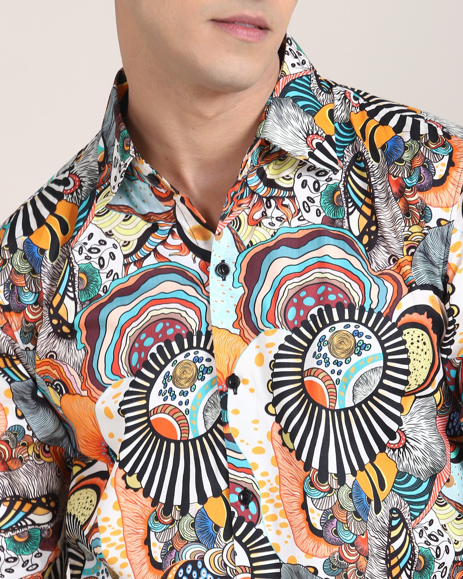 Explore Monsui's unique abstract print shirt for fashion enthusiasts