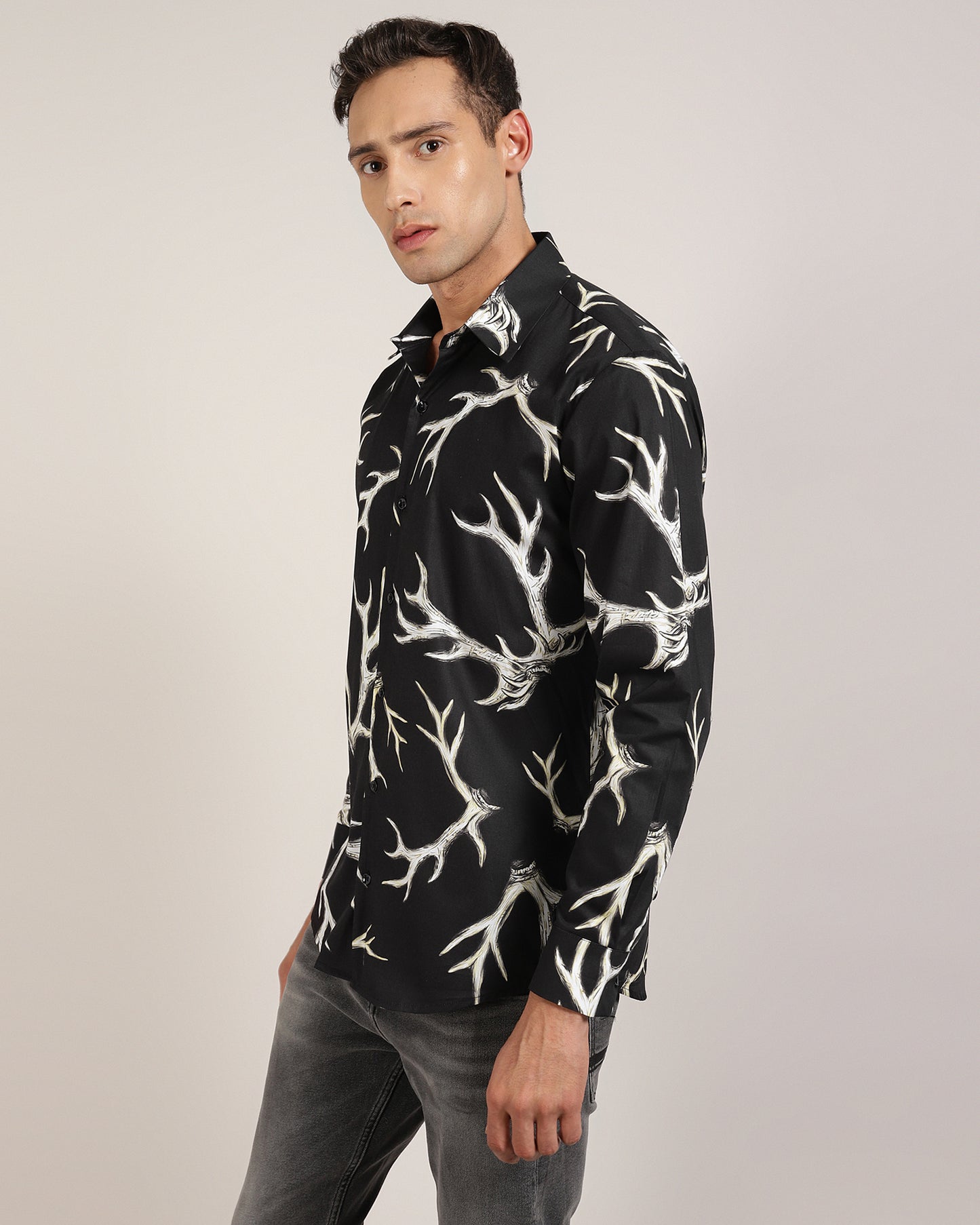 Digital Printed Reindeer Men's Shirt by Monsui