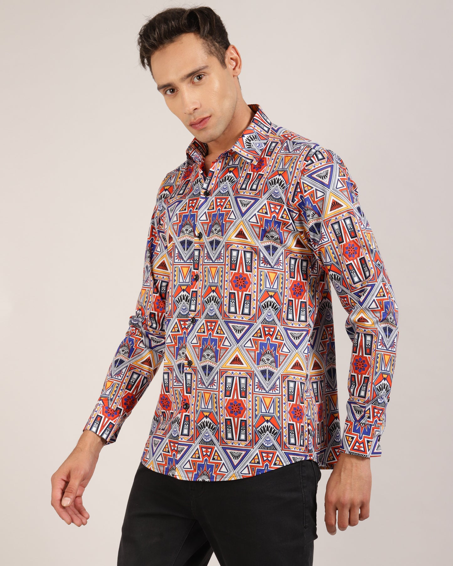 "Multicolor Printed Shirt - Front View"