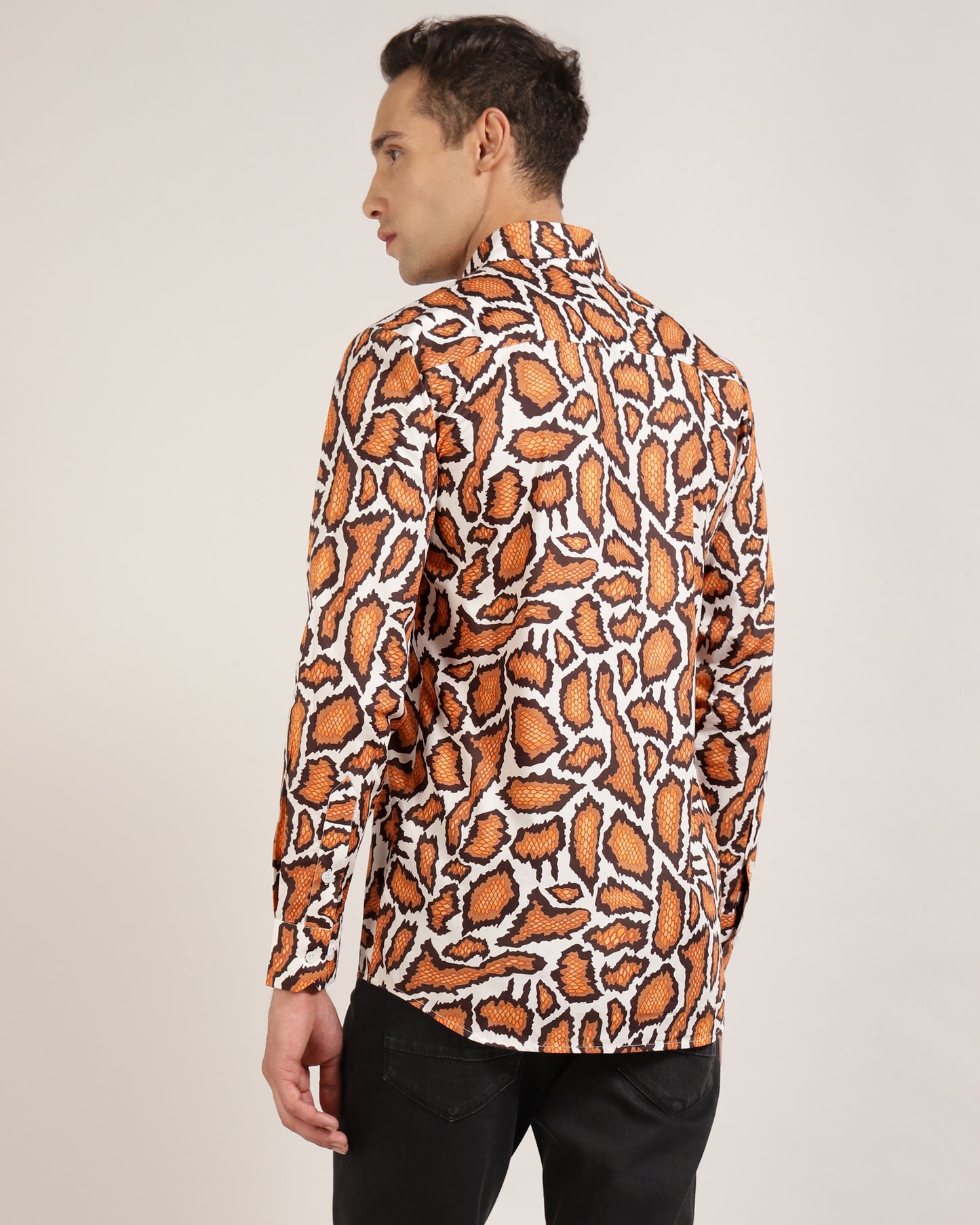 A stylish men's shirt featuring a unique tiger print design, crafted by Monsui for the fashion-forward man