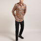 A bold and eye-catching men's shirt with a tiger stripe pattern, designed by Monsui to make a statement