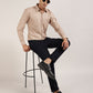 Comfortable and stylish beige geometric printed shirt on a man's body