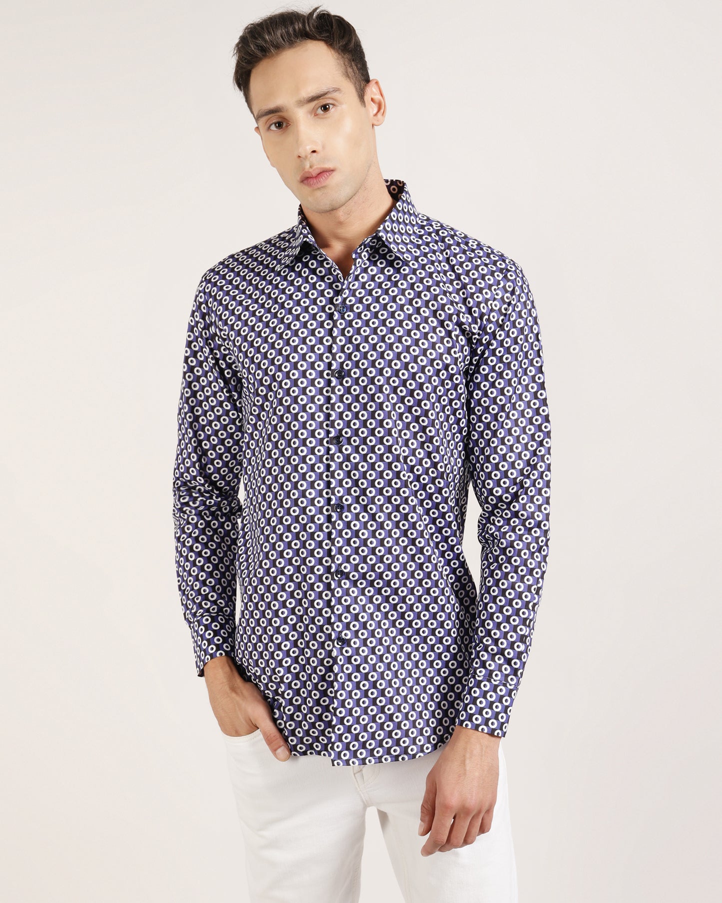 Premium cotton geometric shirt for a modern look