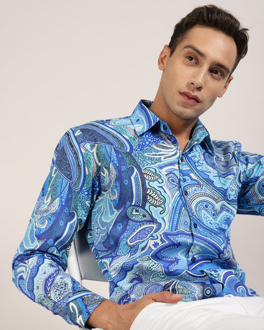 Monsui blue paisley shirt