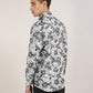 Handstitched Floral Print Shirt for Men in black and white