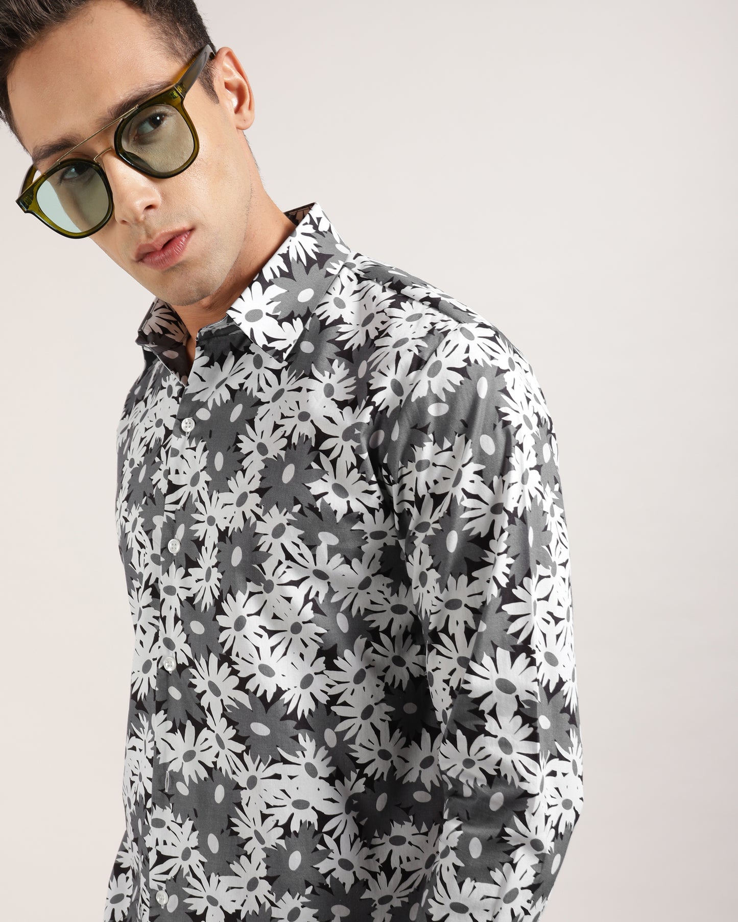 Stylish Mens Floral Print Shirt in Cotton