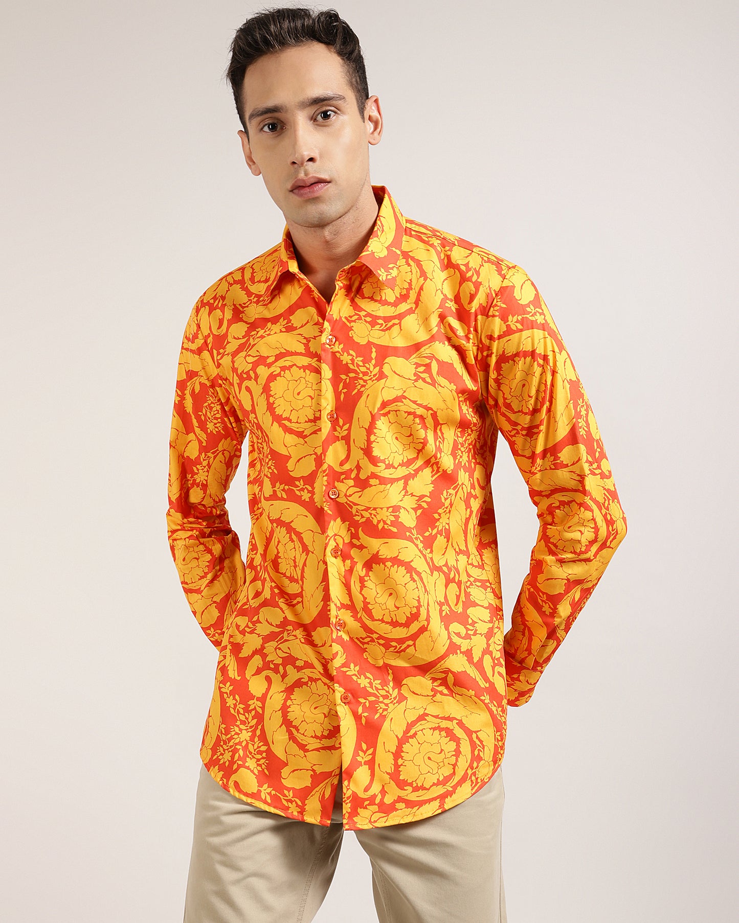 Upgrade your wardrobe with Monsui's abstract printed shirts made from premium ELS cotton. Shop now for a sustainable and stylish look.