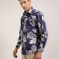 "Monsui Purple Floral Shirt - Front View"