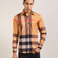 Beige Printed Check Shirt on model