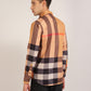 Side view of Beige Printed Check Shirt