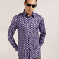 Experience the perfect blend of style and comfort with this purple and black geometric shirt from Monsui