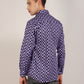 Monsui Purple & Black Geometric Printed Shirt on model