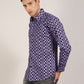 Stylish purple and black geometric print shirt by Monsui