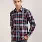 Dark Navy Check Printed Shirt