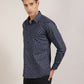 Blue geometric print shirt for men