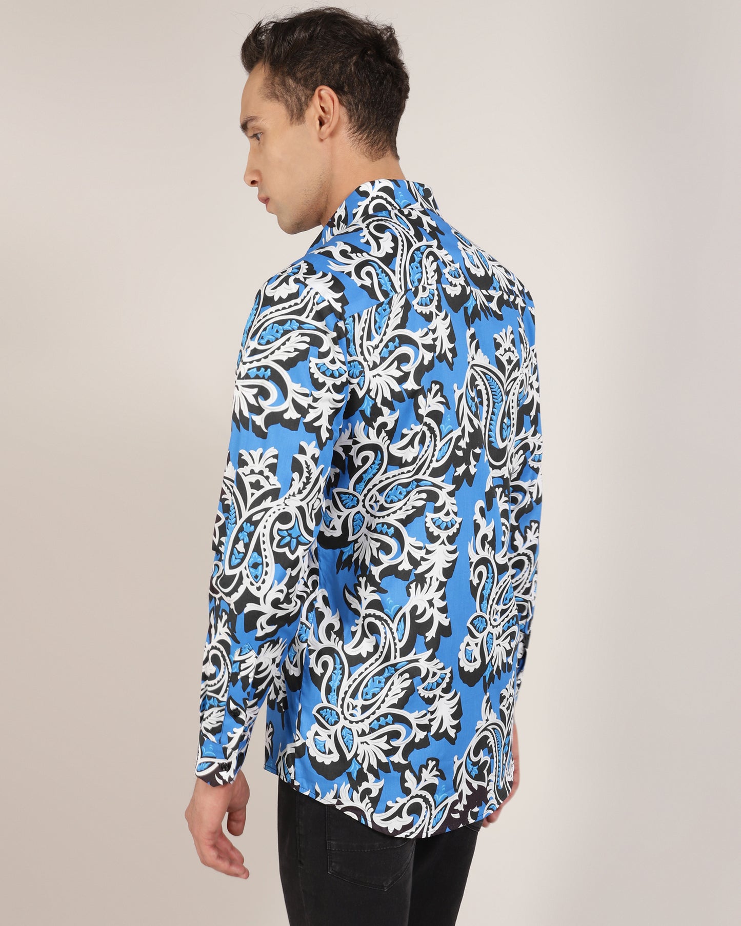 Handstitched Mens Floral Print Shirt with Bright Colors