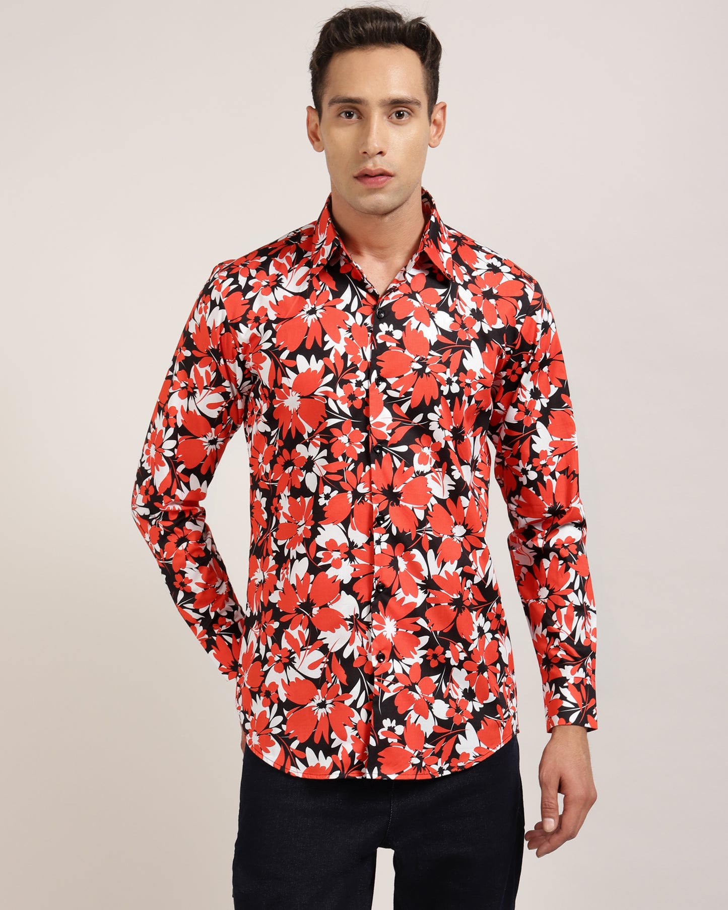 Full Sleeved Floral Print Shirt for Men