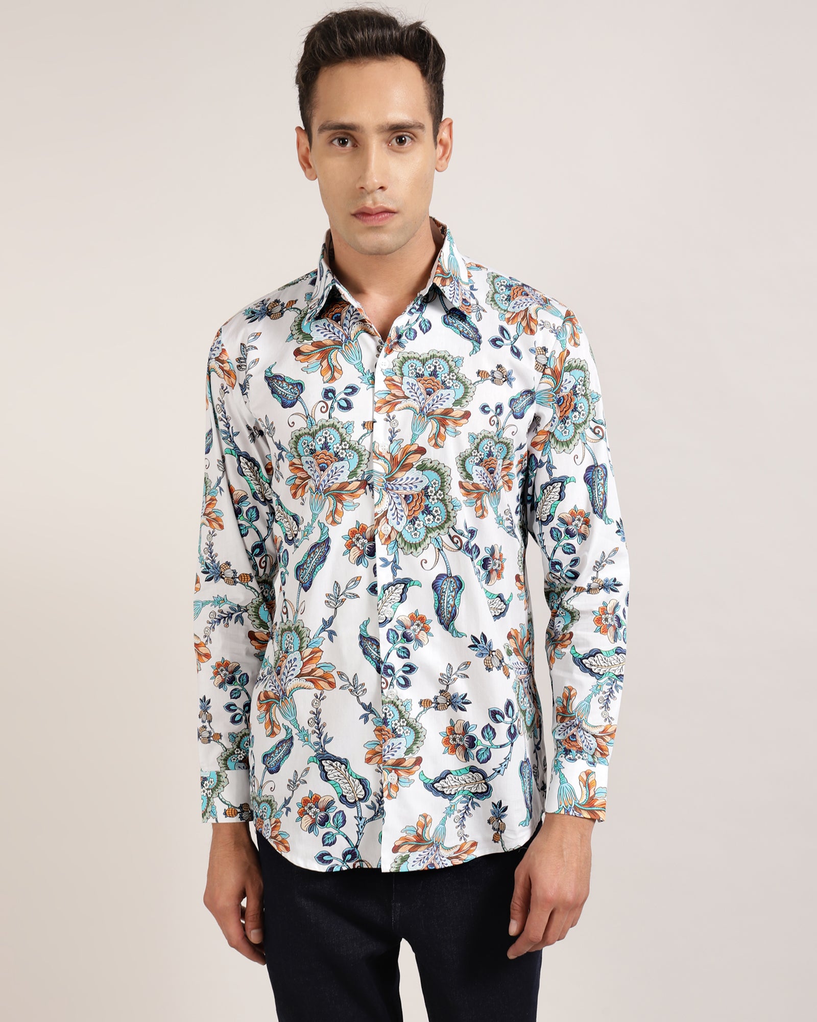 Mens Premium Cotton Floral Print Shirt