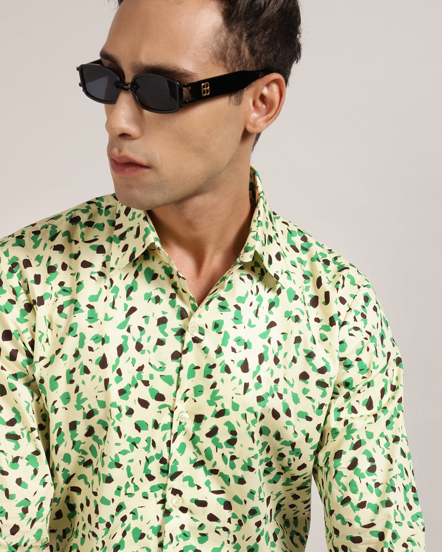 Lemon camouflage, bold print, men's shirt, casual wear