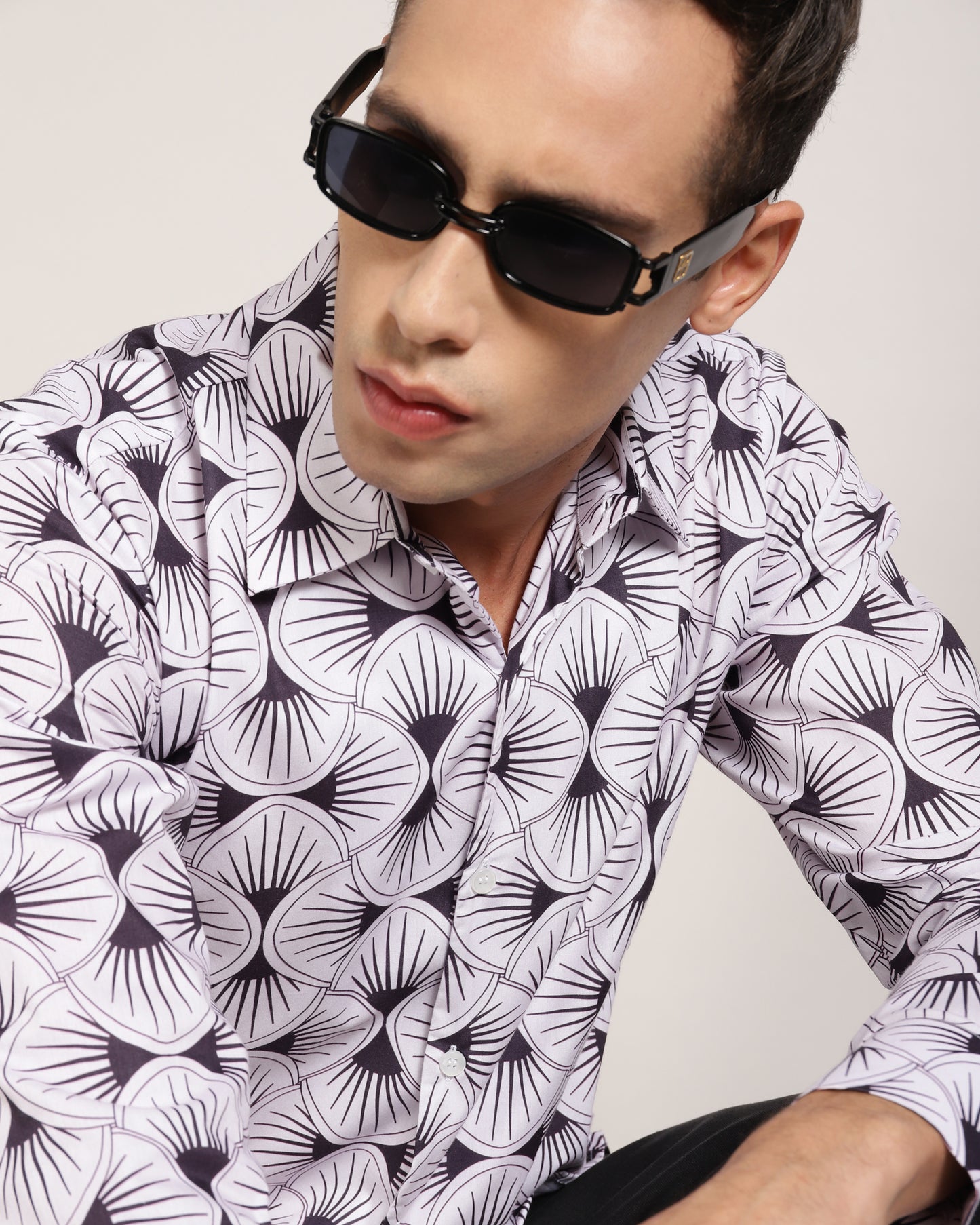 "Cotton Full Sleeve Printed Shirt - Front View"