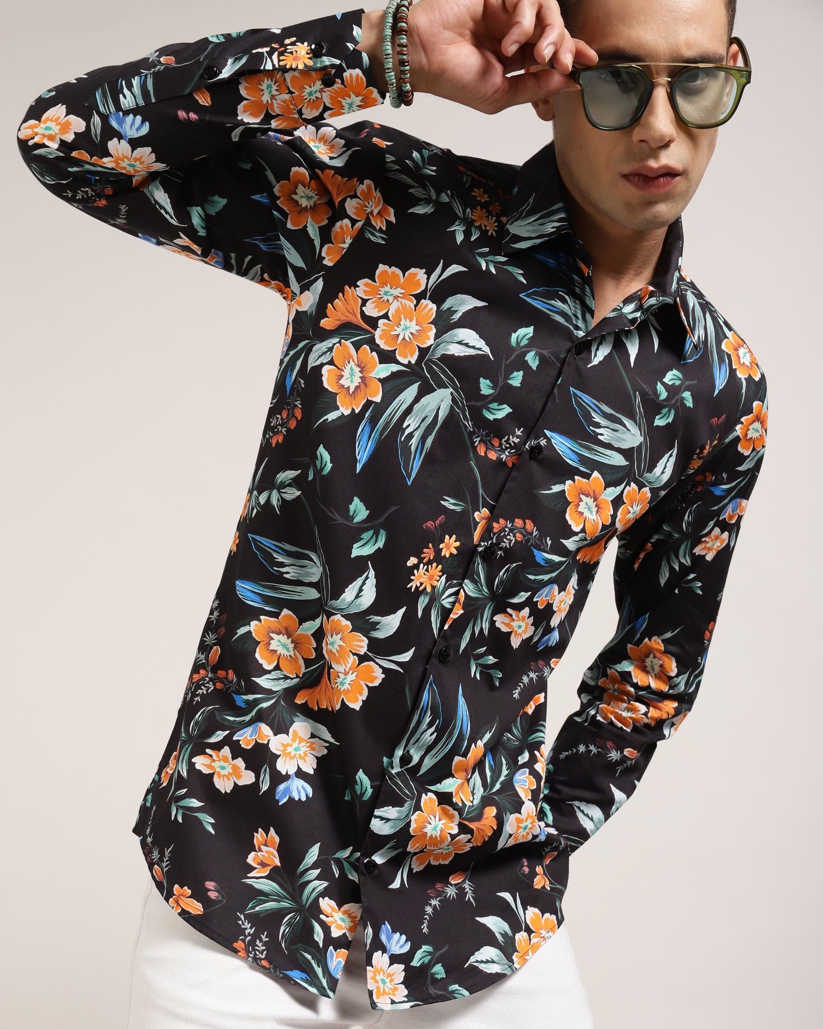 "Printed Floral Shirt BY monsui- Front View"