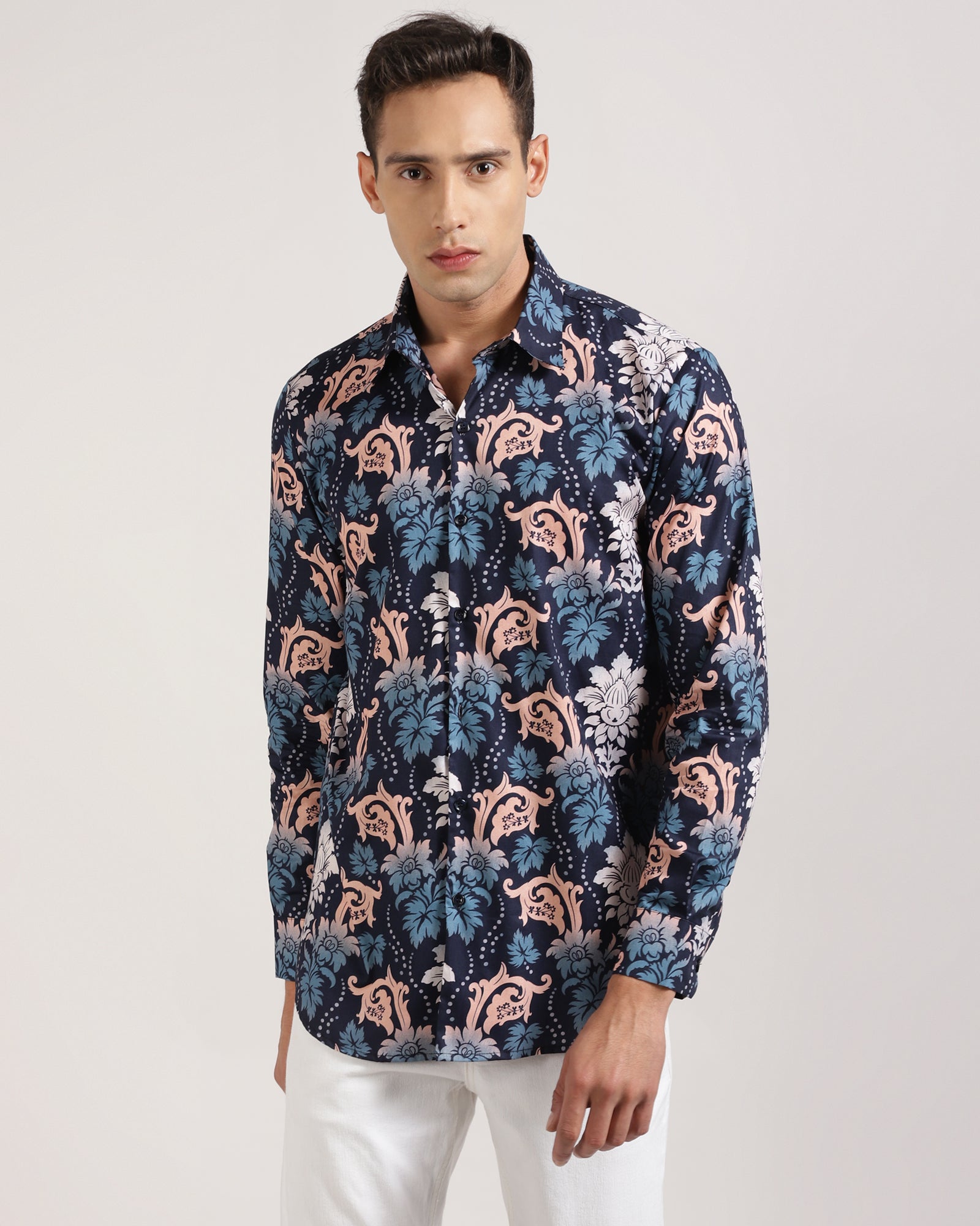 Handstitched Floral Design Mens Shirt