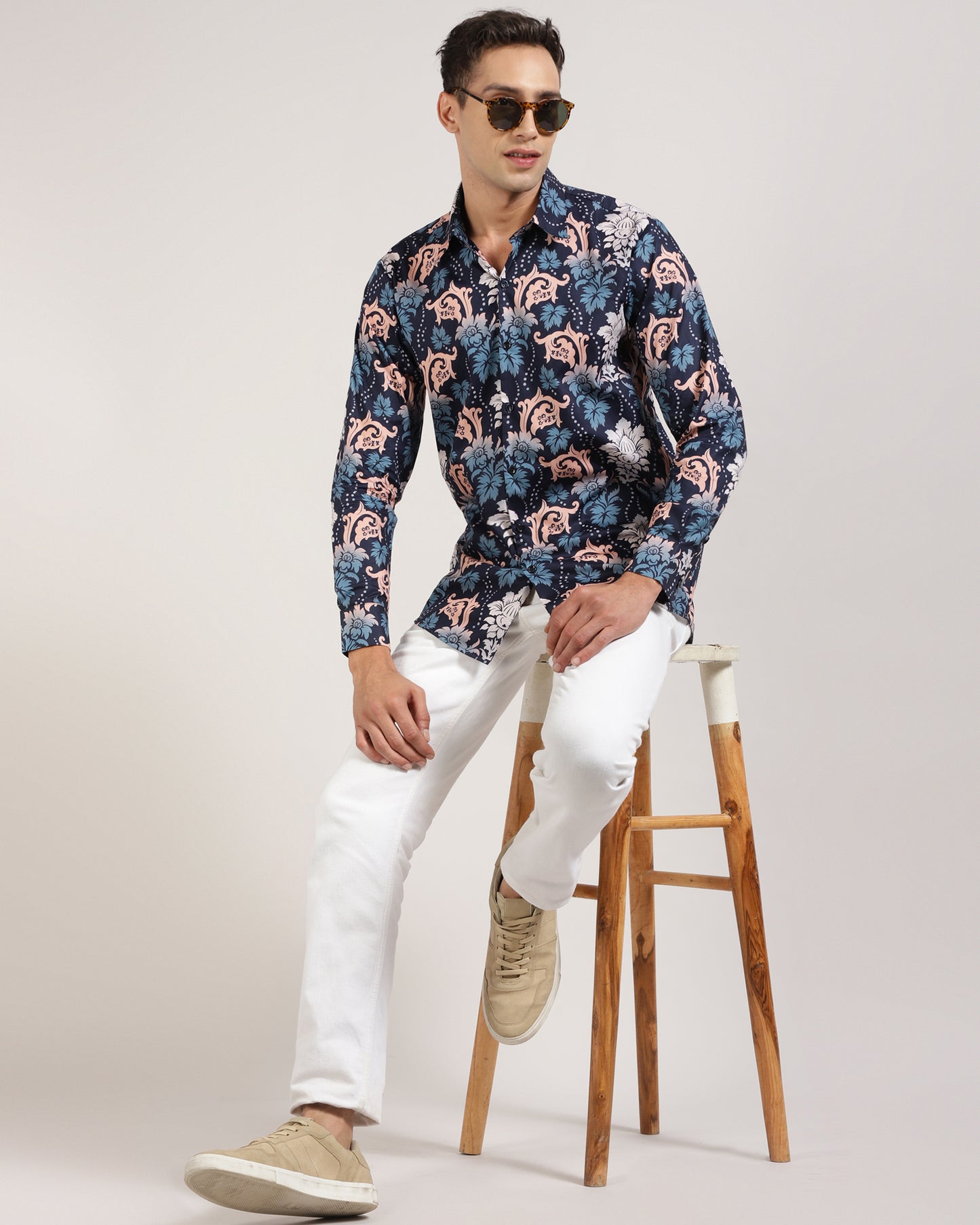 Bold Floral Design Mens Shirt in Cotton